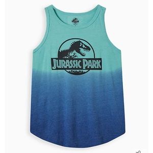 UNIVERSAL JURASSIC WORLD 3 TANK - TRIBLEND JERSEY DIP DYE BLUE & GREEN NWOT!!